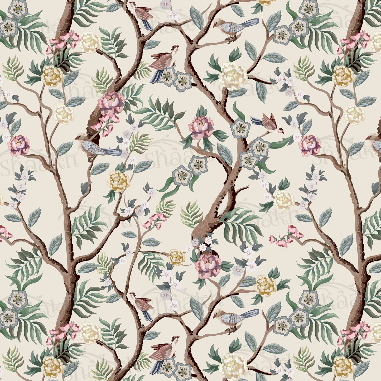 Oriental Birds and Flowers Wallpaper | WP 140