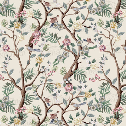 Oriental Birds and Flowers Wallpaper | WP 140