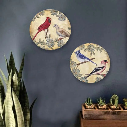 Vintage Birds Wall Plate – Blue | RWA 003
