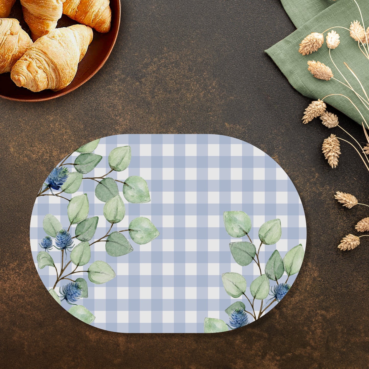 Blue and White Check Table Mats — table mat set by Shaakh, handcrafted in India