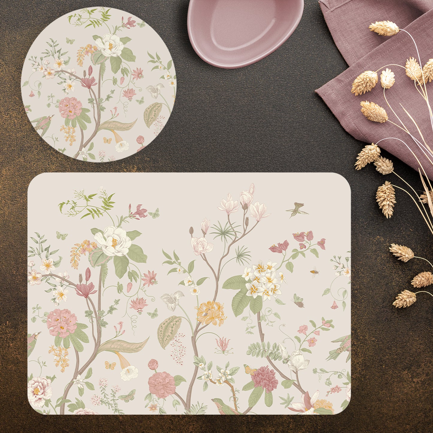 Delicate Fernscape Coordinated Set | TWC 116 (8 Mats, 4 Trivets)