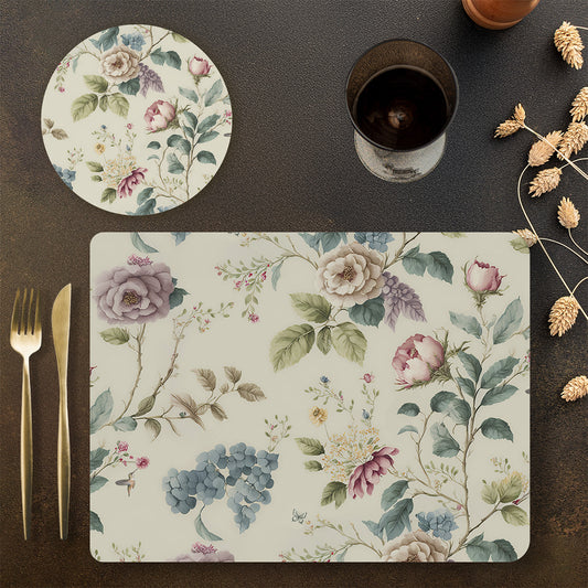 Gardenia Charm Coordinated Set | TWC 109 (8 Mats, 4 Trivets)