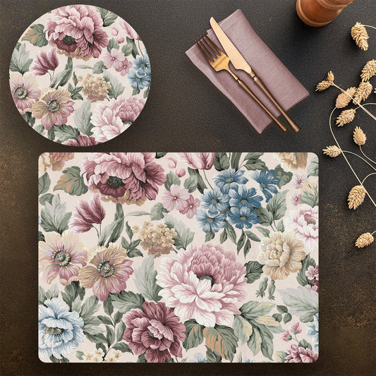 "Petal Reverie" Coordinated Set | TWC 107 (8 Mats, 4 Trivets)