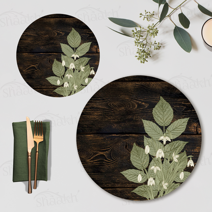 Dainty Bloom Coordinated Set — botanical design coordinated dining set by Shaakh, handcrafted in India