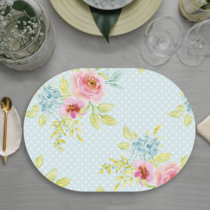 Flowers Bunch on Dotted Background Table Mats — table mat set by Shaakh, handcrafted in India