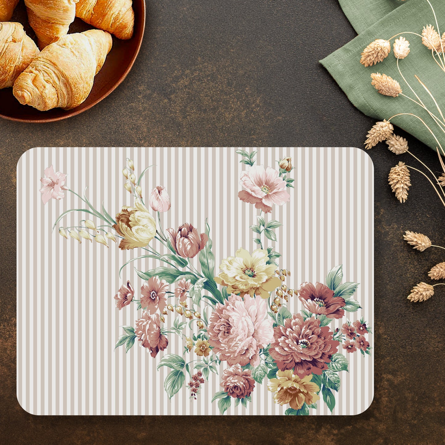 Floral Fantasy Table Mat — botanical design table mat set by Shaakh, handcrafted in India