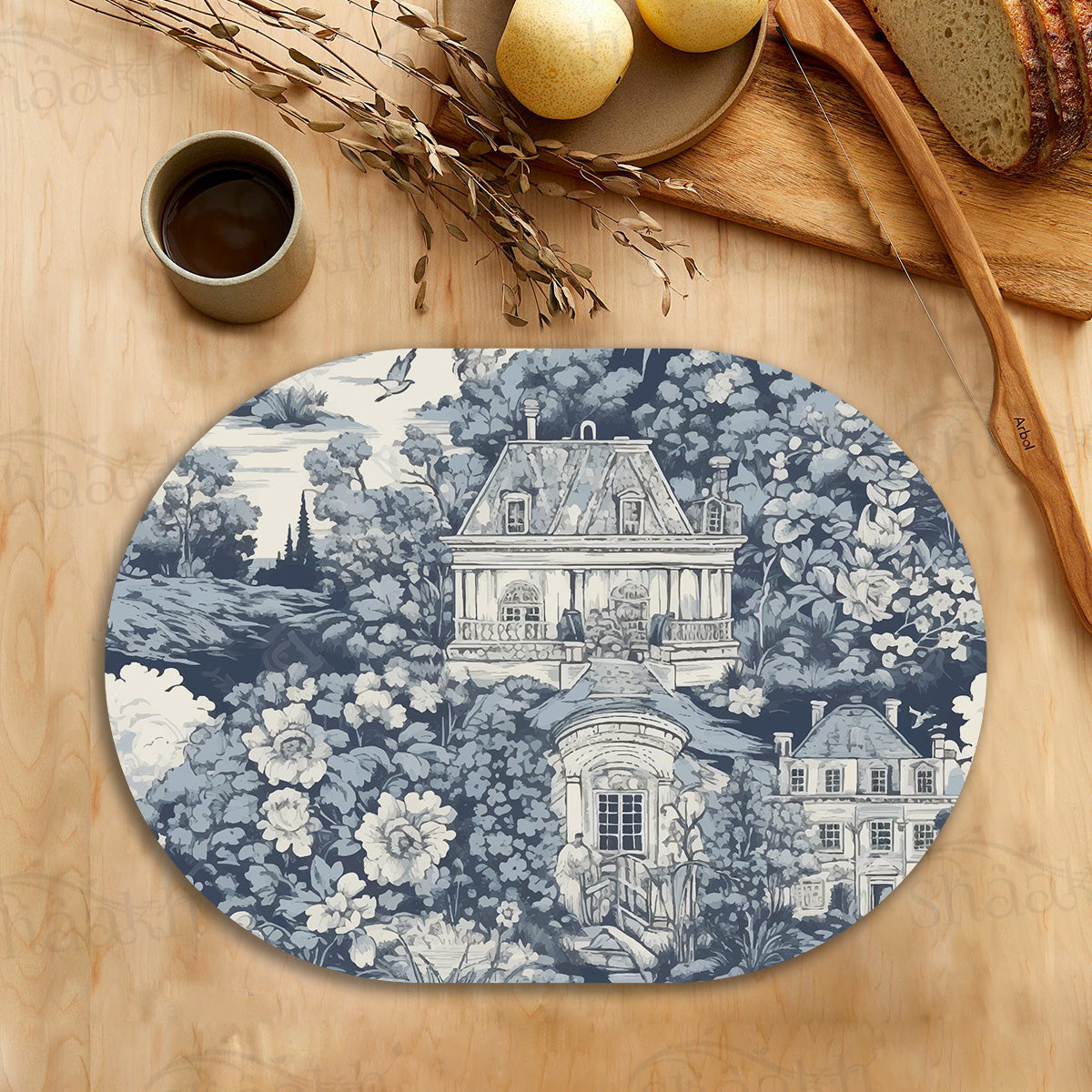 French Toile Tablemats — table mat set by Shaakh, handcrafted in India