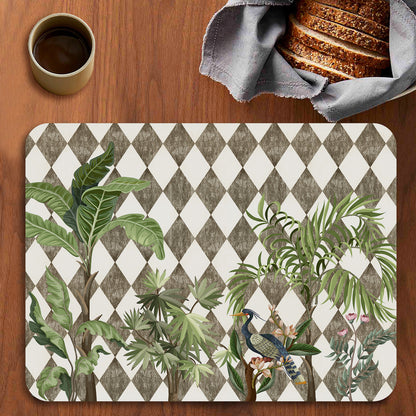 Tropic Jungle on Geometrical Design Table Mats — table mat set by Shaakh, handcrafted in India