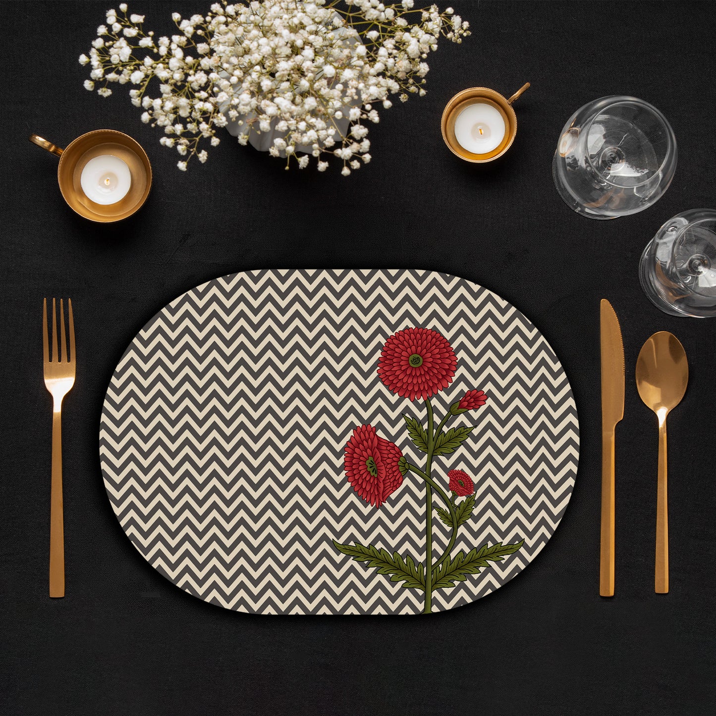Rosette Noir Tablemats | TM 125 (Set Of 2)