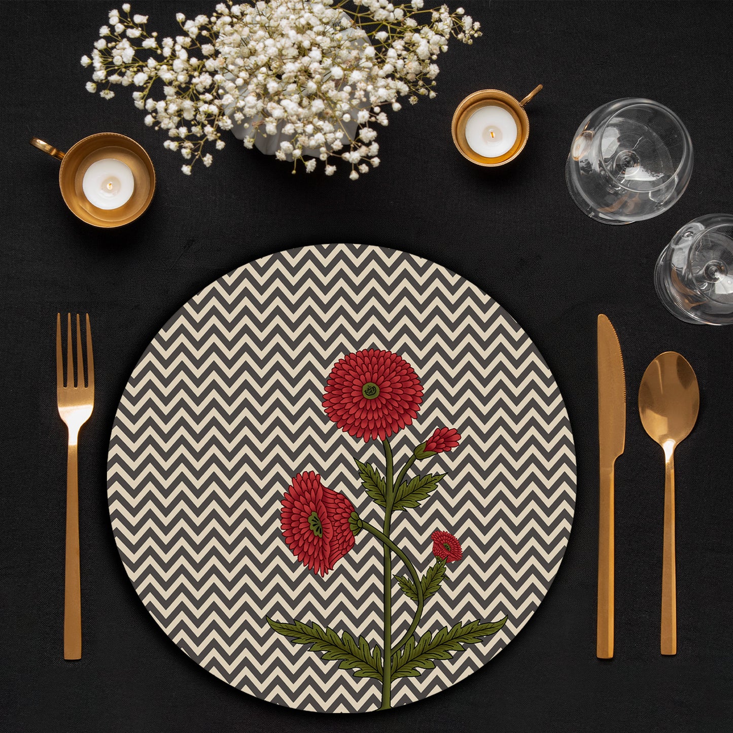 Rosette Noir Tablemats | TM 125 (Set Of 2)