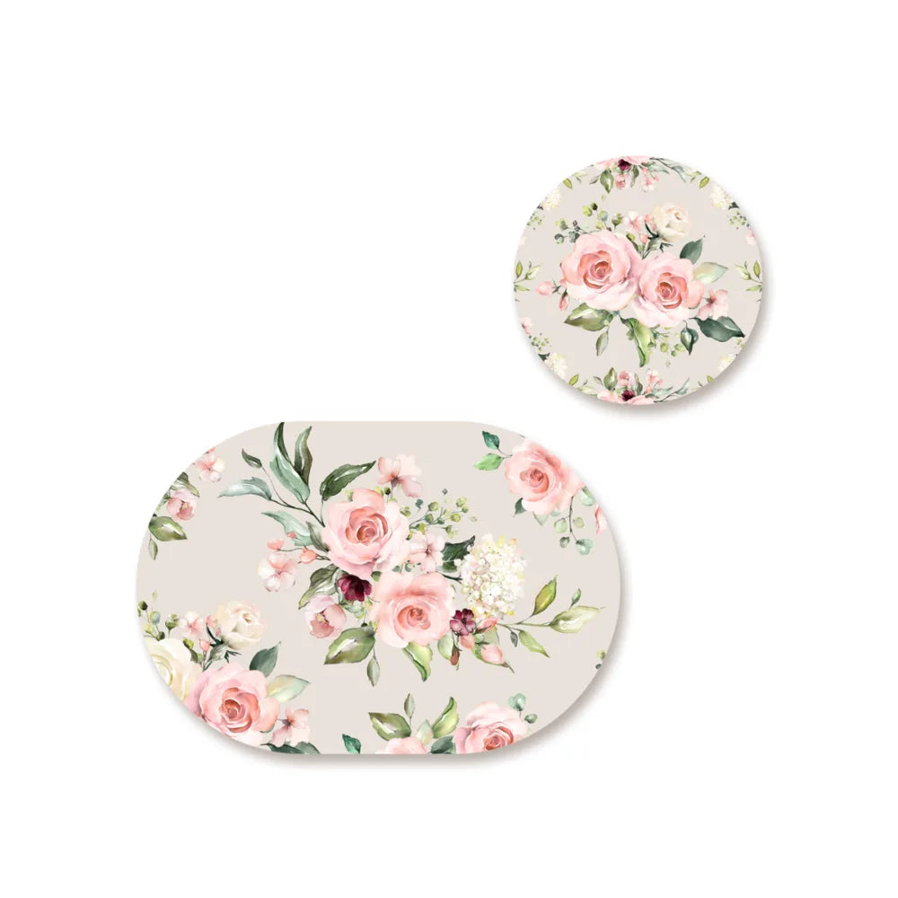 Watercolor flower bunches Coordinated Mats & Trivets Set | TWC 021 ( 8 Mats, 4 Trivets )