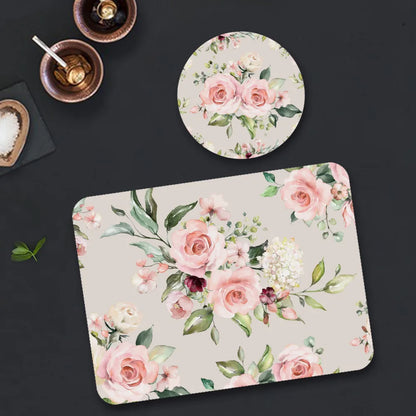 Watercolor flower bunches Coordinated Mats & Trivets Set | TWC 021 ( 8 Mats, 4 Trivets )