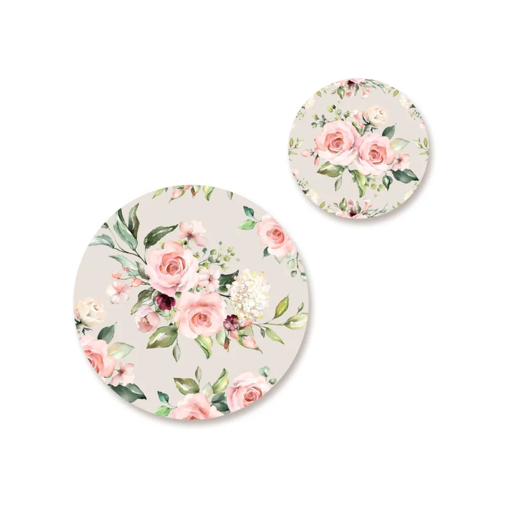 Watercolor flower bunches Coordinated Mats & Trivets Set | TWC 021 ( 8 Mats, 4 Trivets )