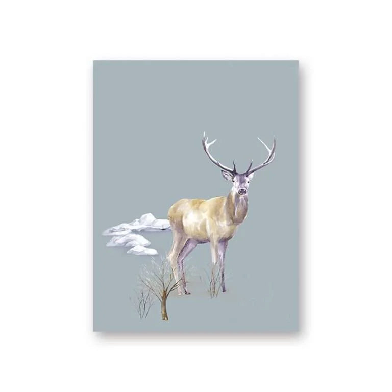 Deer In Snowy Forest Canvas