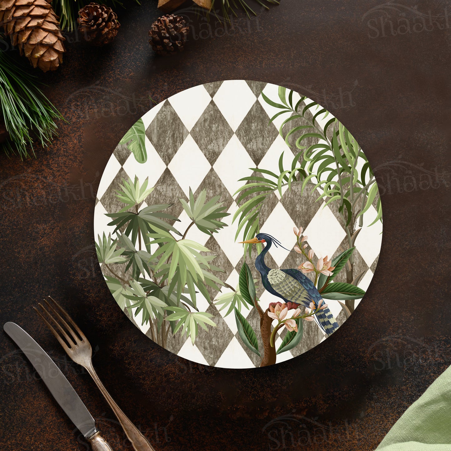 Tropic Jungle on Geometrical Design Trivets | CST 075 (Set of 2)