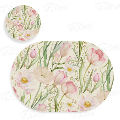 Tulip Reverie Coordinated Set | TWC 113 (8 Mats, 4 Trivets)