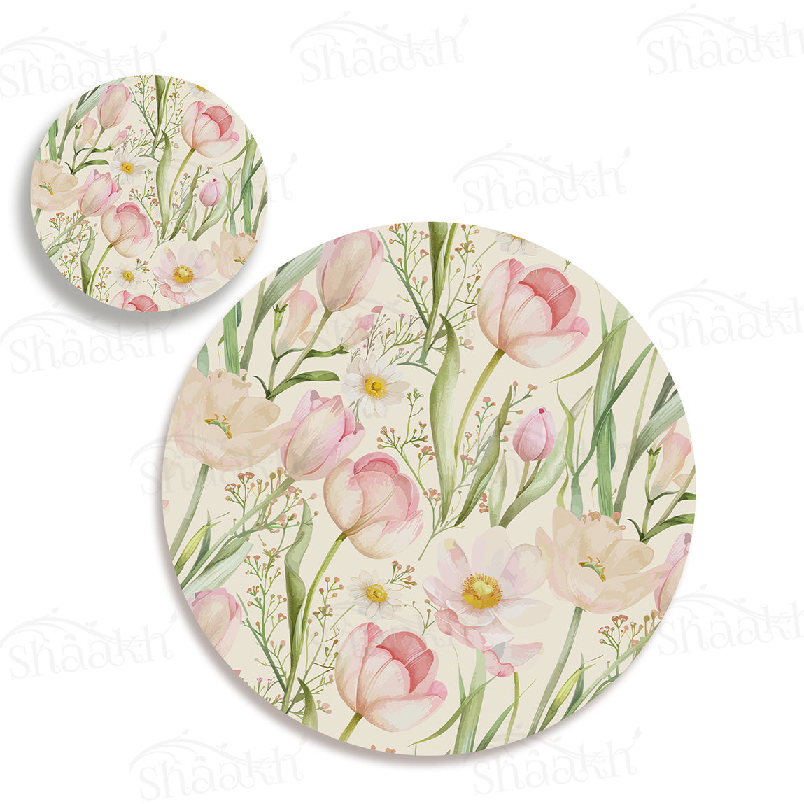 Tulip Reverie Coordinated Set | TWC 113 (8 Mats, 4 Trivets)