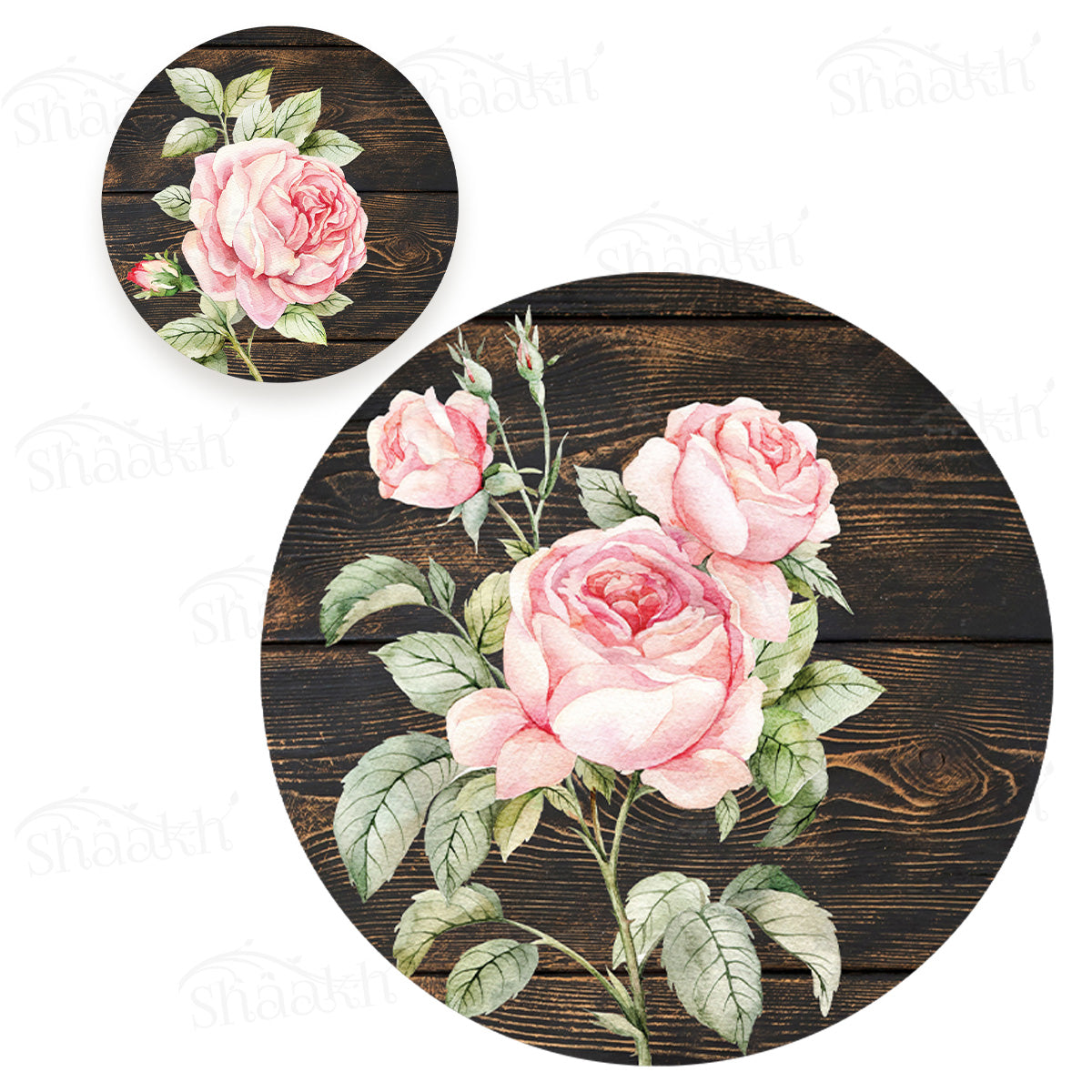 Vintage Roses on Weathered Wood Coordinated Set | TWC 103 (8 Mats, 4 Trivets)