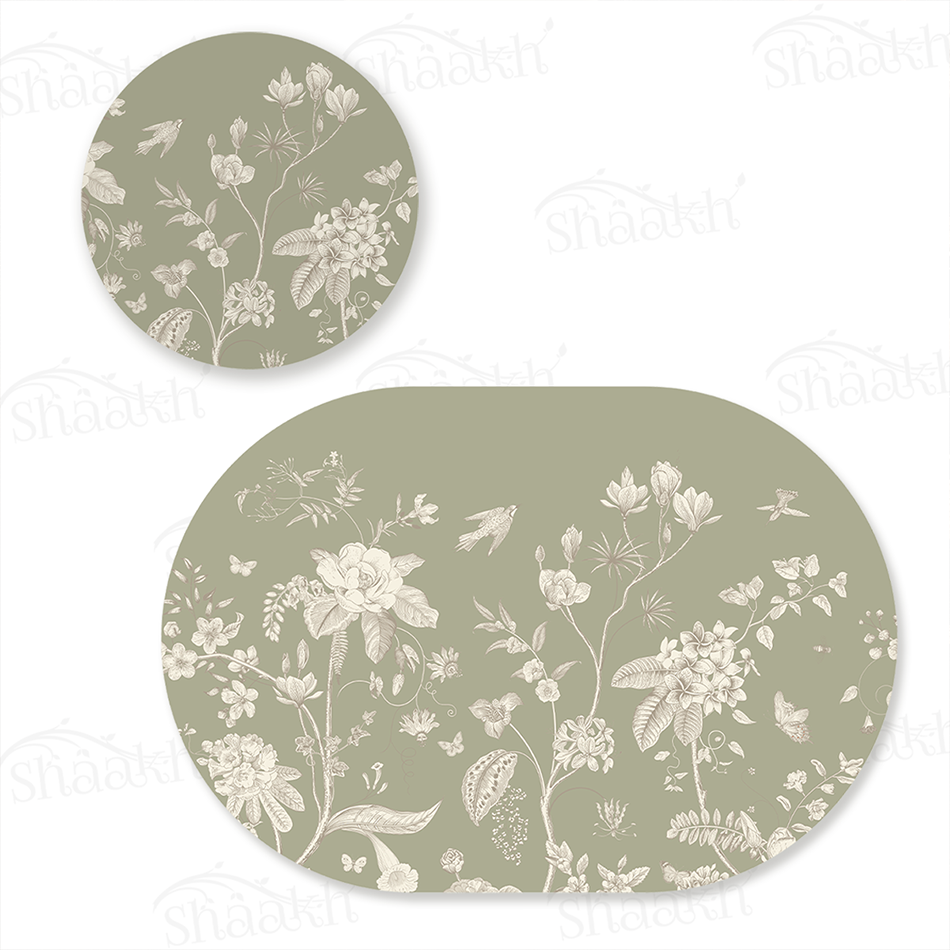 Sage Étoile Coordinated Set | TWC 114 (8 Mats, 4 Trivets)