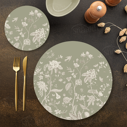 Sage Étoile Coordinated Set | TWC 114 (8 Mats, 4 Trivets)