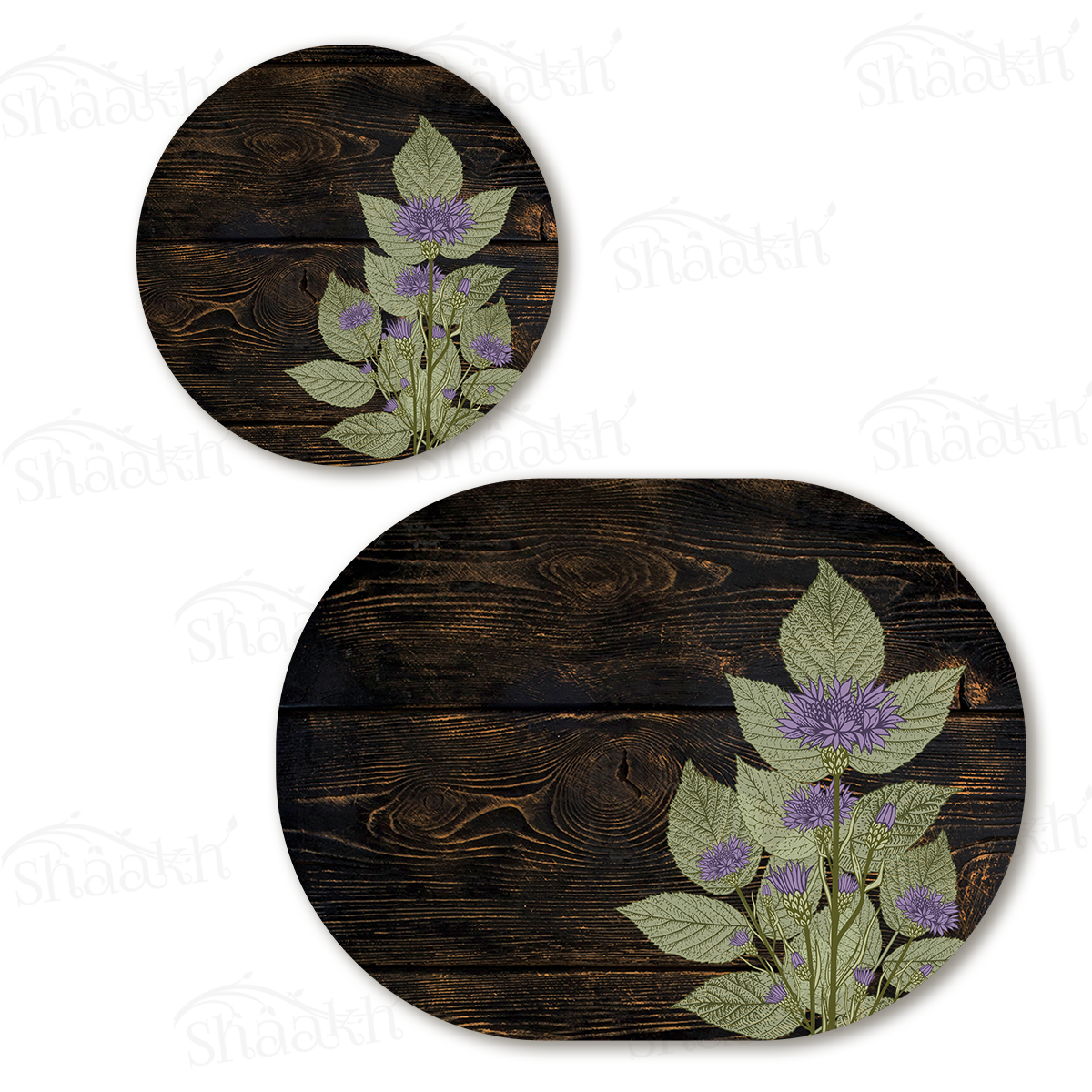 Violet Stem Coordinated Set — coordinated dining set by Shaakh, handcrafted in India