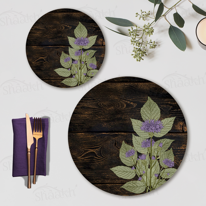 Violet Stem Coordinated Set — coordinated dining set by Shaakh, handcrafted in India