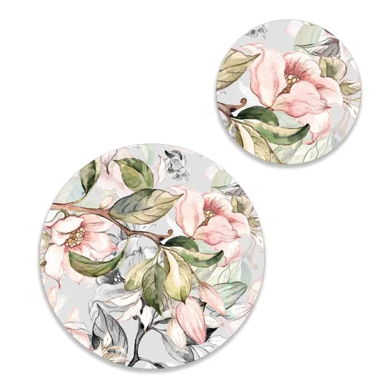 Spring branches on pale blue background Coordinated Mats & Trivets Set | TWC 073 ( 8 Mats, 4 Trivets )