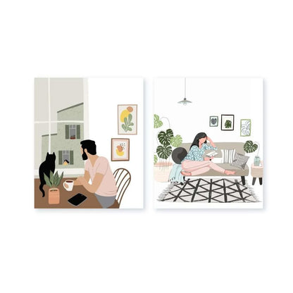 Chilling at Home Canvas Art Prints | ART-084