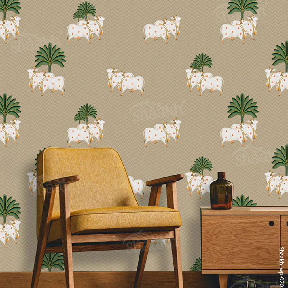 Pichwai — ethnic indian design wallpaper by Shaakh, handcrafted in India
