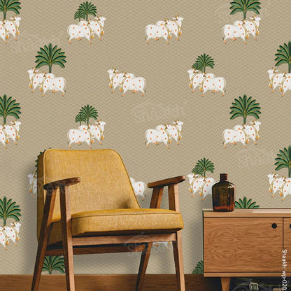 Pichwai — ethnic indian design wallpaper by Shaakh, handcrafted in India