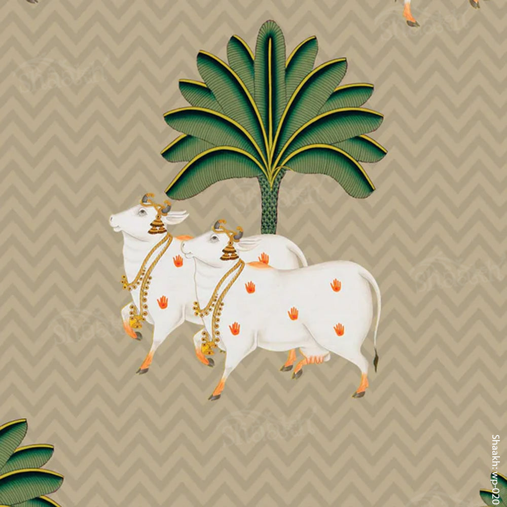 Pichwai — ethnic indian design wallpaper by Shaakh, handcrafted in India