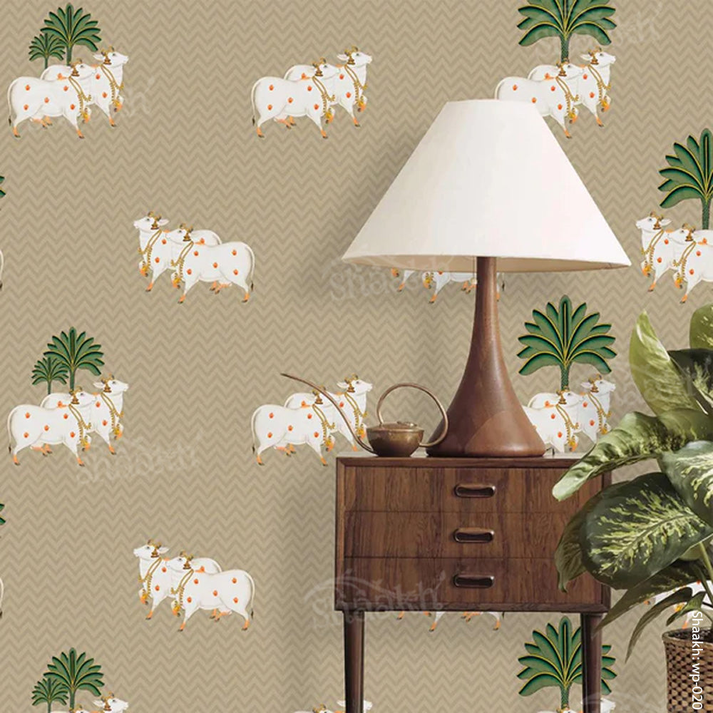Pichwai — ethnic indian design wallpaper by Shaakh, handcrafted in India