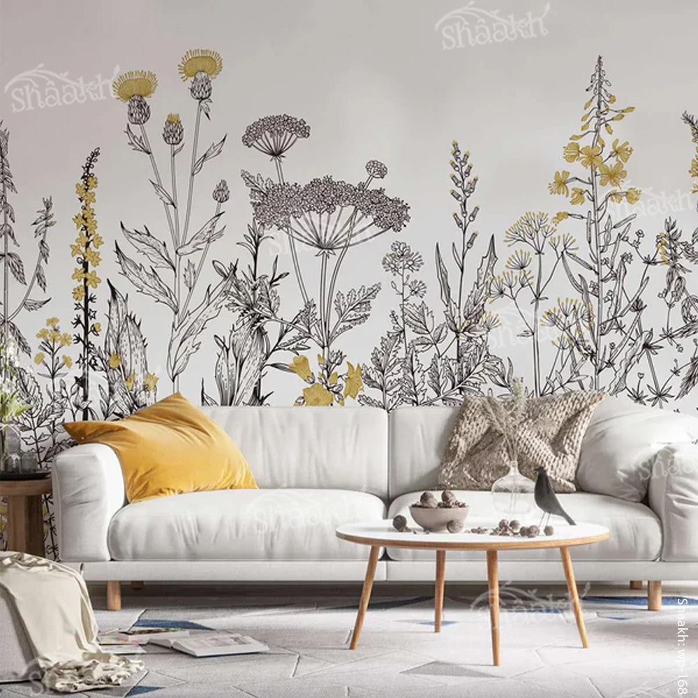 Wild Flowers — abstract design wallpaper by Shaakh, handcrafted in India