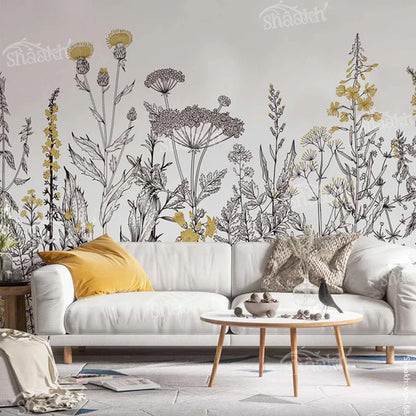 Wild Flowers — abstract design wallpaper by Shaakh, handcrafted in India