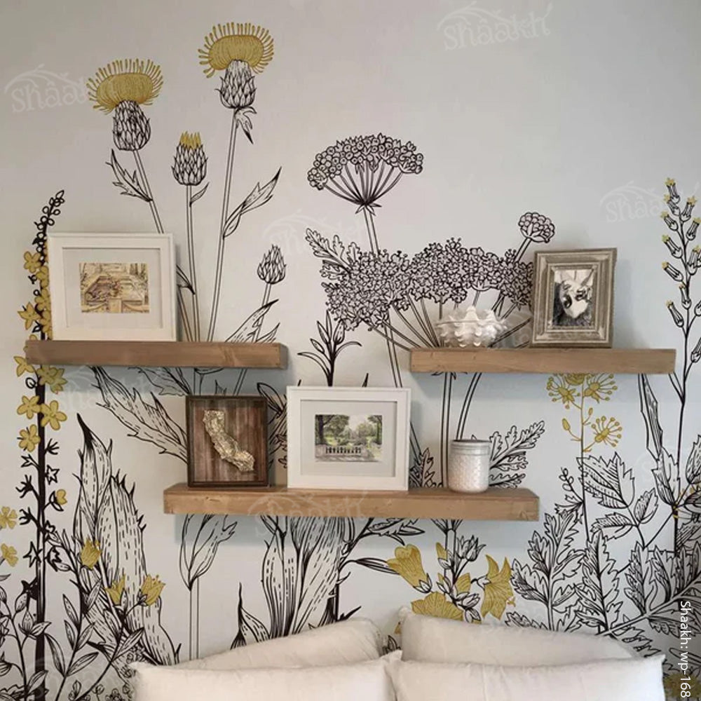 Wild Flowers — abstract design wallpaper by Shaakh, handcrafted in India