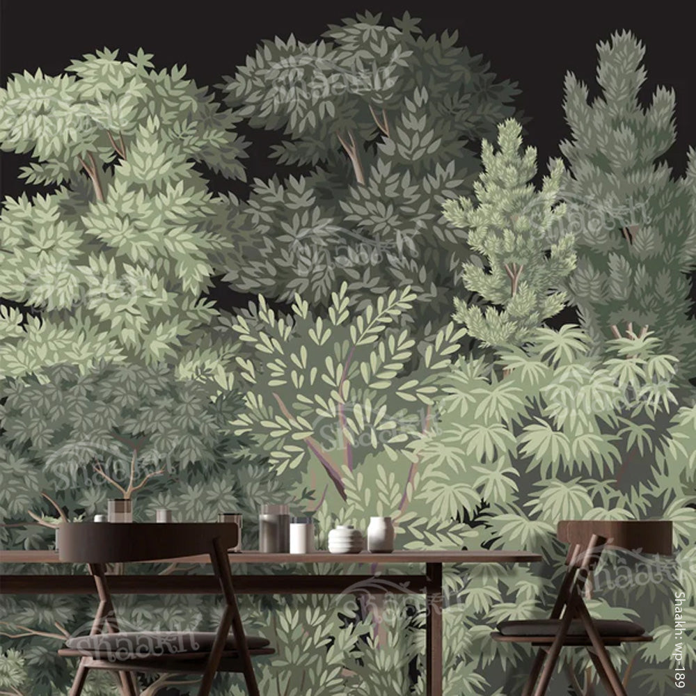 Dark and Deep Woods — abstract design wallpaper by Shaakh, handcrafted in India