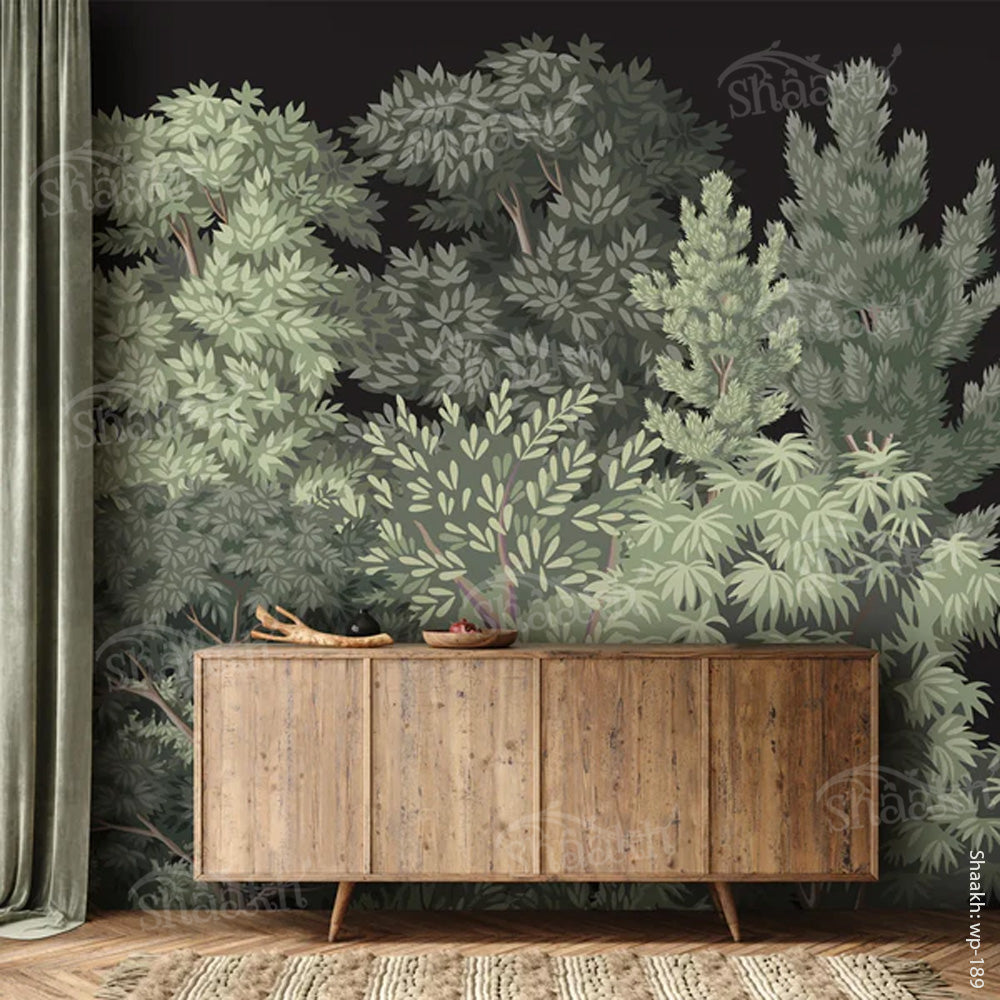 Dark and Deep Woods — abstract design wallpaper by Shaakh, handcrafted in India