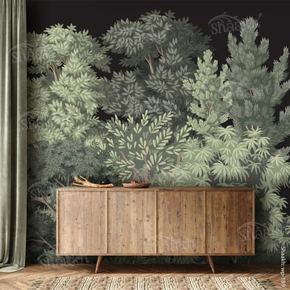 Dark and Deep Woods — abstract design wallpaper by Shaakh, handcrafted in India