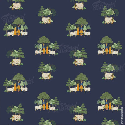 Vrajbhoomi — krishna design wallpaper by Shaakh, handcrafted in India